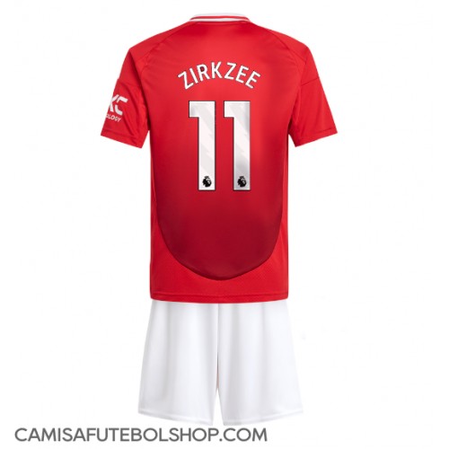 Camisa de time de futebol Manchester United Joshua Zirkzee #11 Replicas 1º Equipamento Infantil 2024-25 Manga Curta (+ Calças curtas)